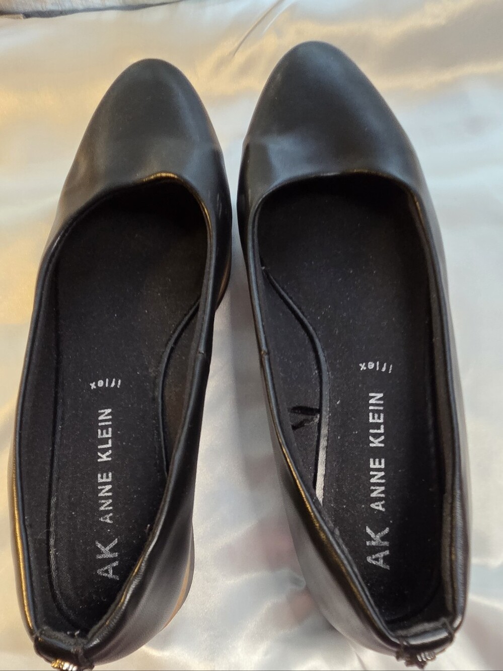 Anne Klein Black Leather Flats - Slight Platform